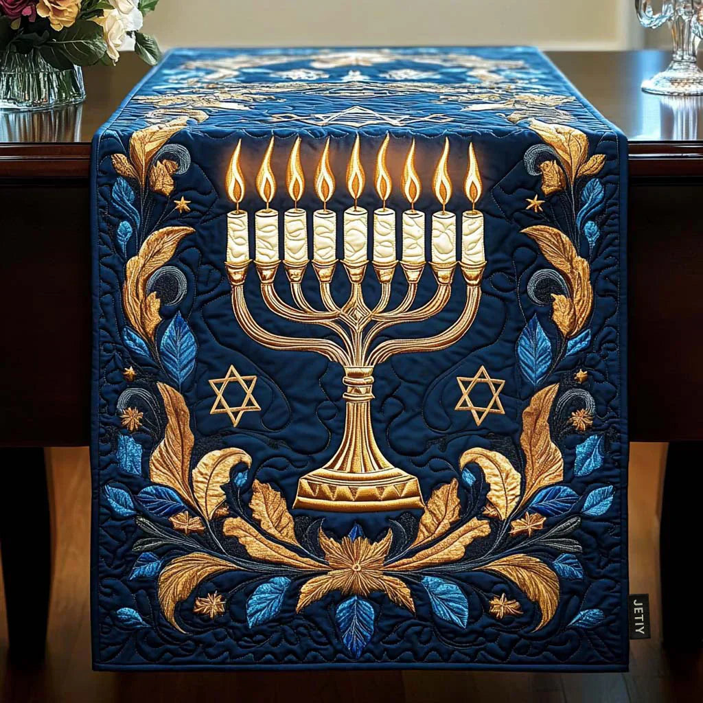 Quilted Tablecloth - Illuminated Menorah