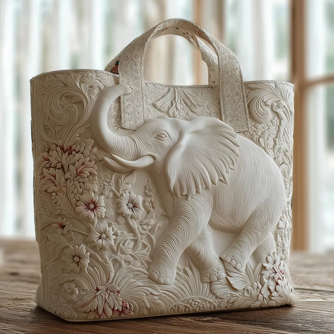 Quilted Everyday Shoulder Bag with Elephant design