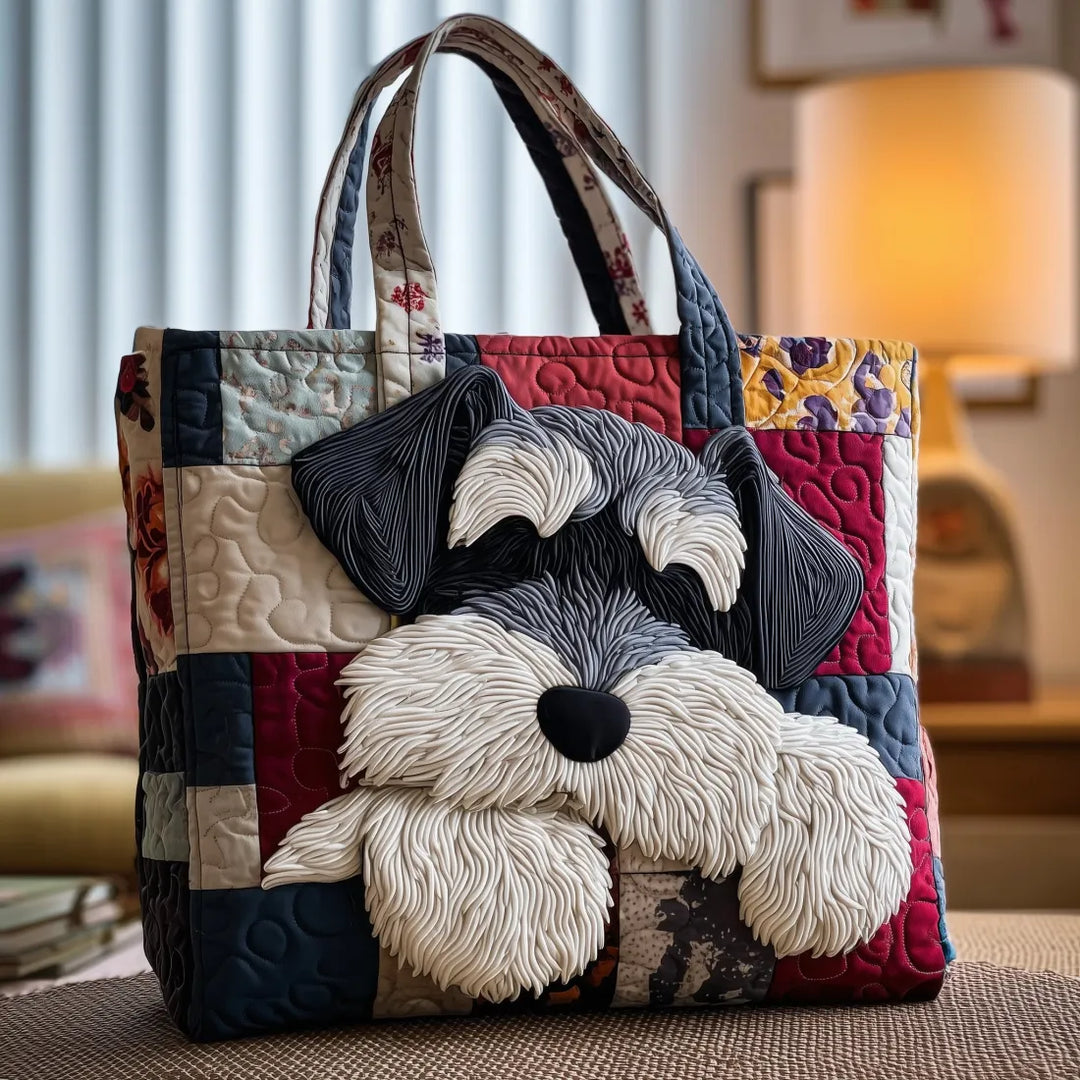 Quilted Everyday Shoulder Bag with Schnauzer design