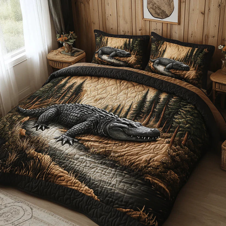 3-Piece Quilted Blanket Set - Woodland Animals