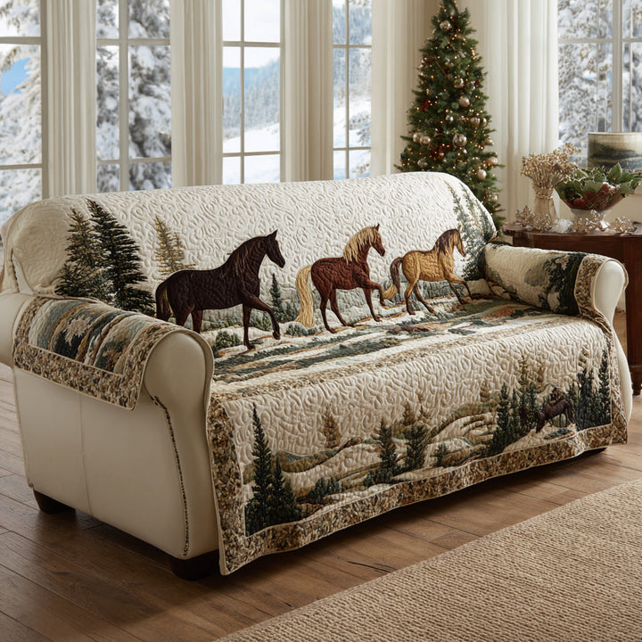 Quilted Sofa Cover with Alpine Horse NCU0HH1603