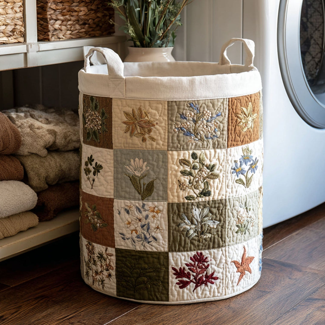 Quilted laundry basket with classic floral design NCU0PTT735