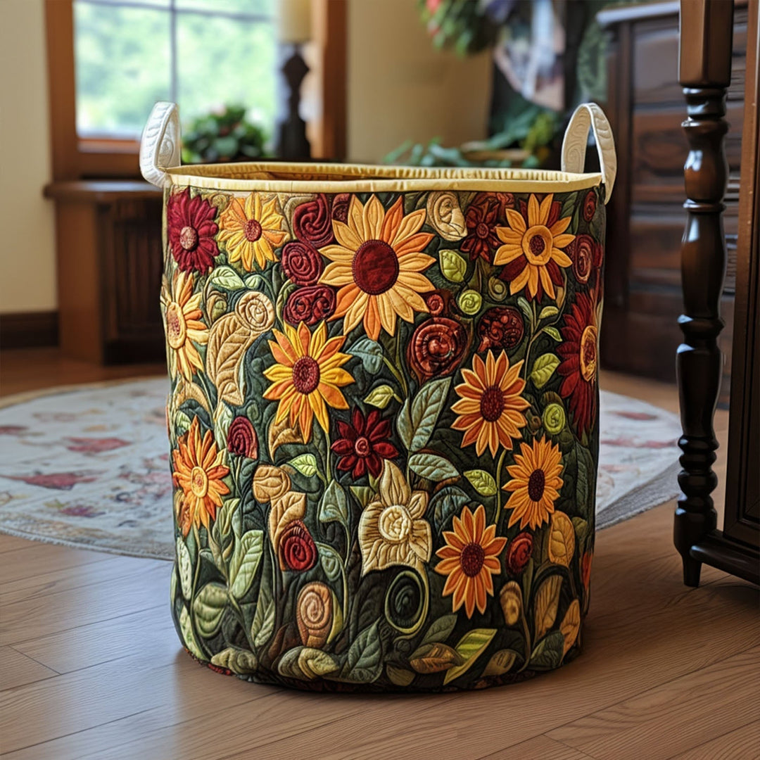 Quilted laundry basket with floral pattern NCU0PTT756