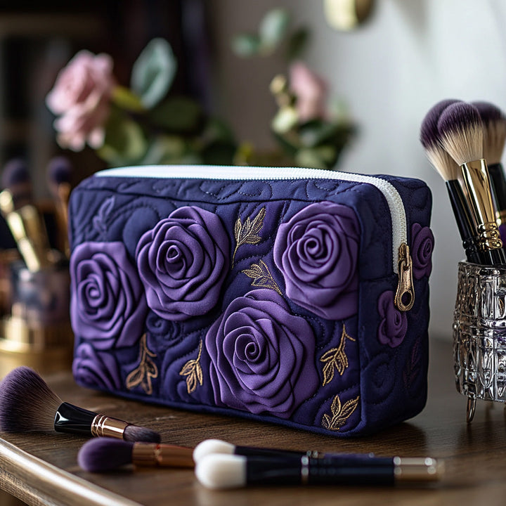 Quilted beauty case with amethyst flower NCU0DV7738