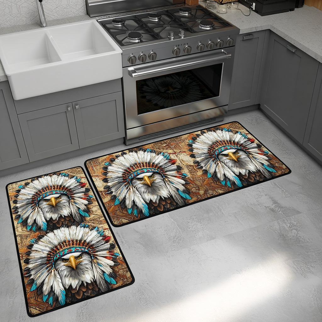 Non-slip kitchen rug with feathers and natural atmosphere NCU0TD1434