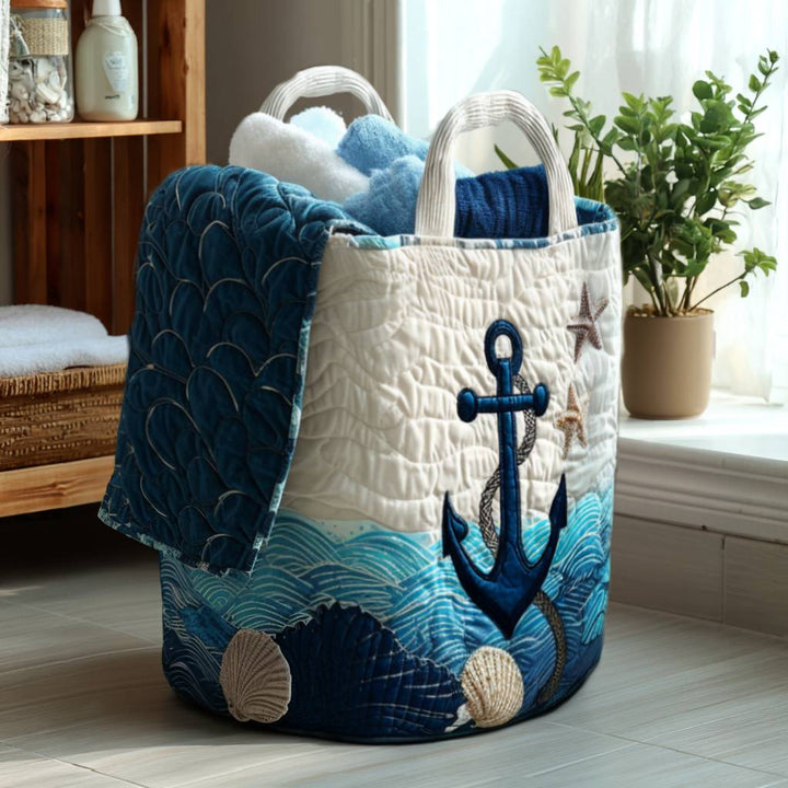 Quilted laundry basket with marine pattern NCU0PTT856
