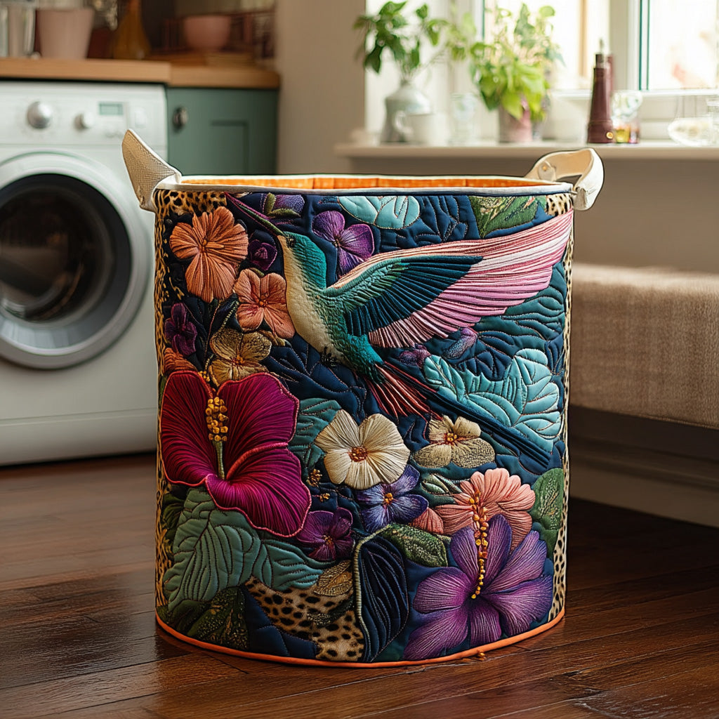 Quilted laundry basket with hummingbirds NCU0DV566