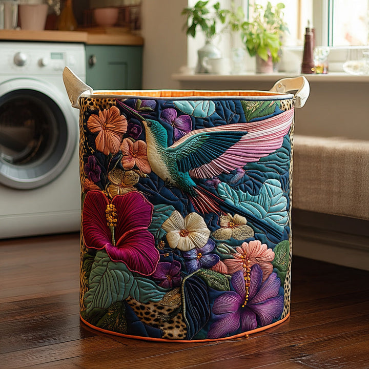 Quilted laundry basket with hummingbirds NCU0DV566