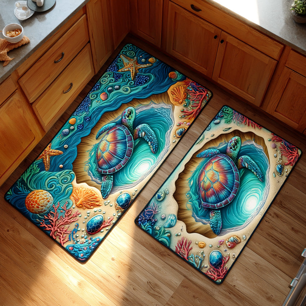 Non-slip kitchen rug with marine refuge NCU0TD1443