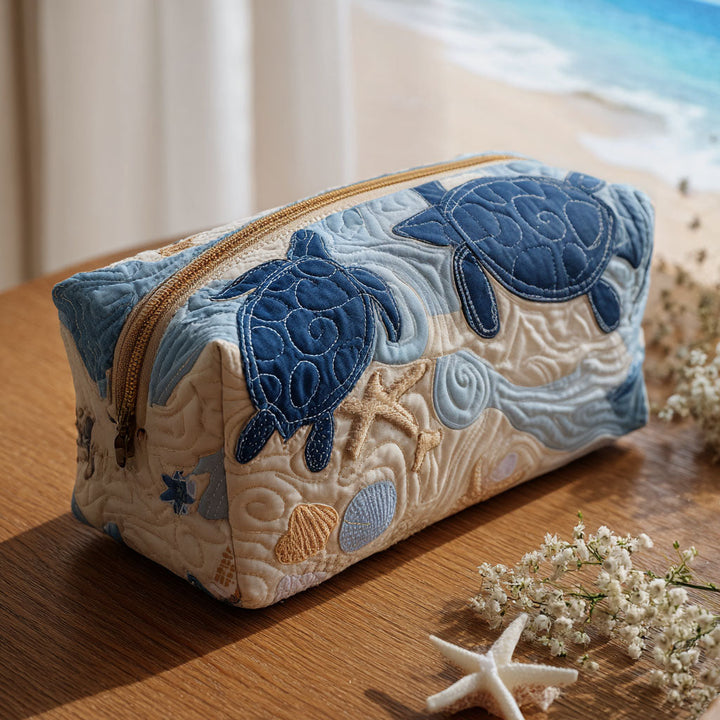 Quilted beauty case with blue shells NCU0PT9265