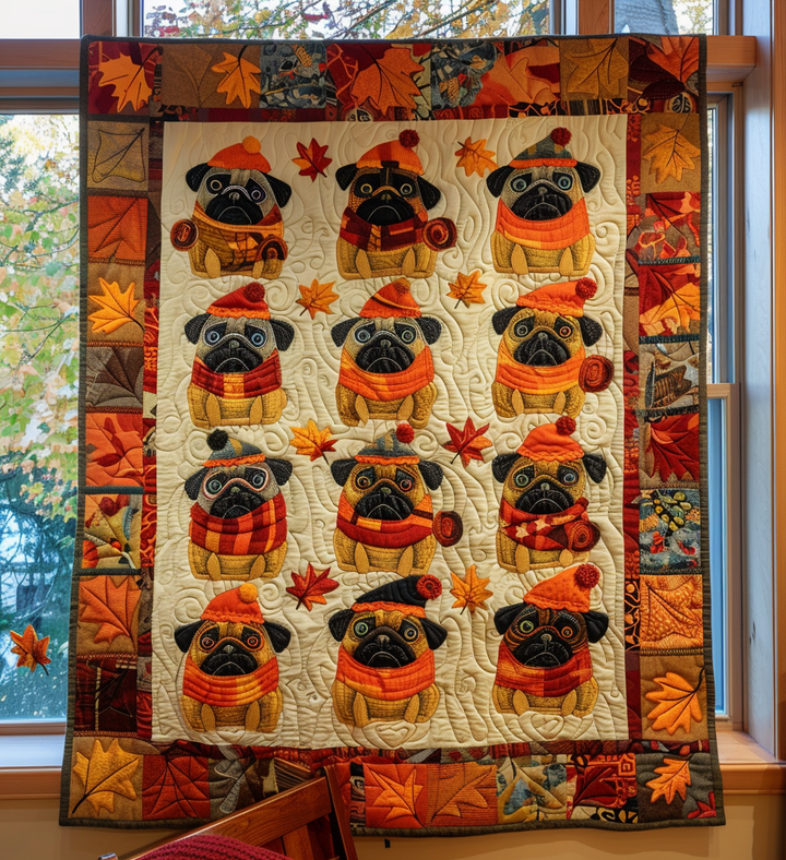 Quilted Blanket Pugs Autumn Vibe NCU0VL078