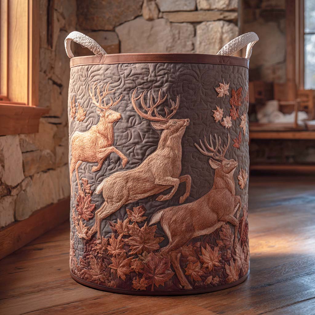 Quilted laundry basket with deer NCU0QN047
