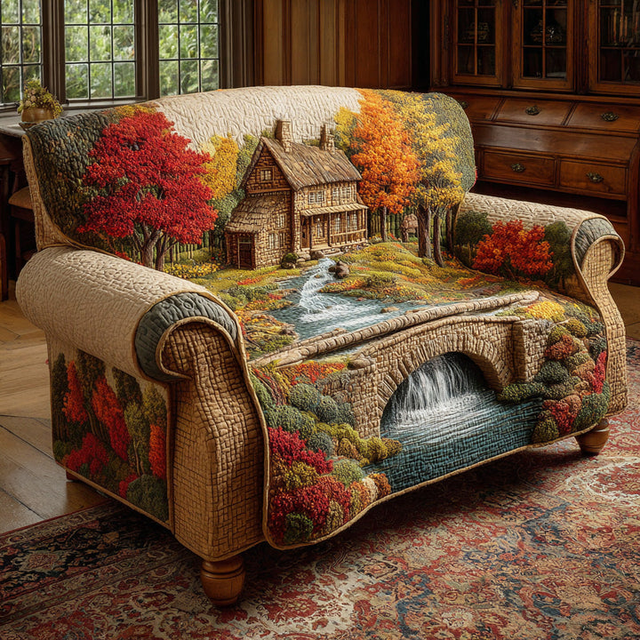 Quilted sofa cover with woodland pattern NCU0VT360