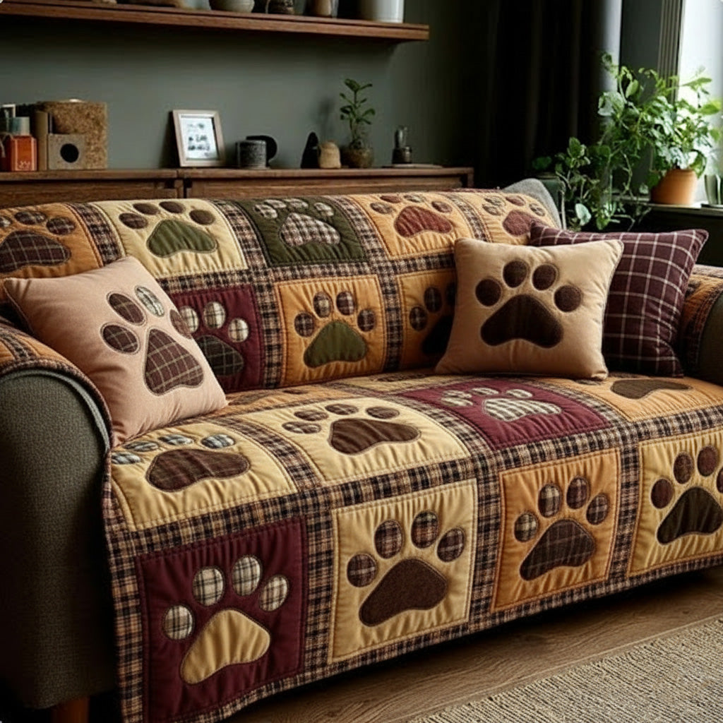 Quilted sofa cover with paw prints NCU0VT358