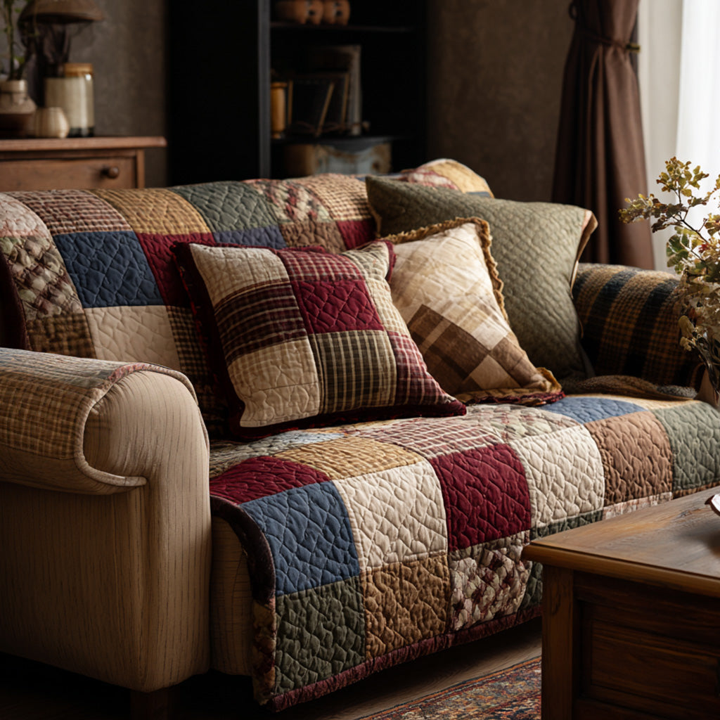 Quilted Patchwork Sofa Cover NCU0VT365