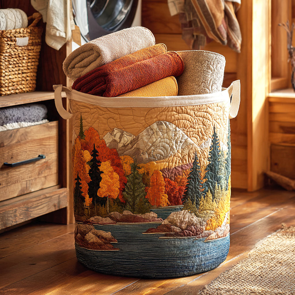 Quilted laundry basket with autumn leaves NCU0NTV311