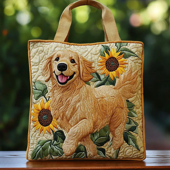 Quilted Everyday Shoulder Bag with Golden Retriever design