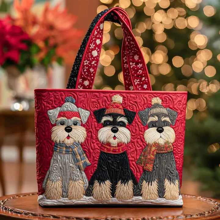 Quilted Everyday Shoulder Bag with Three Schnauzers design