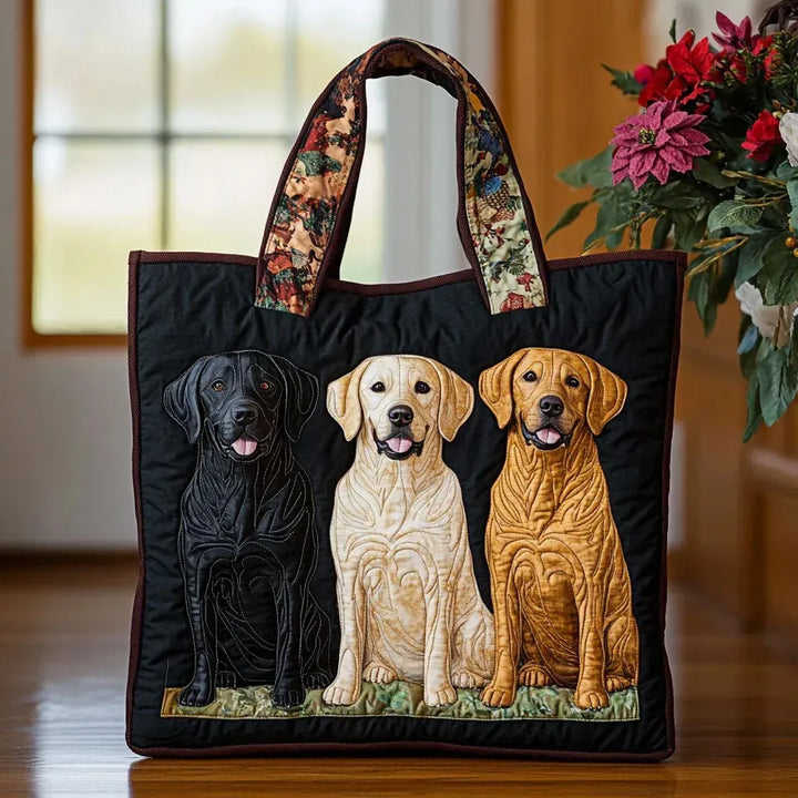 Quilted Everyday Shoulder Bag with Three Labradors design