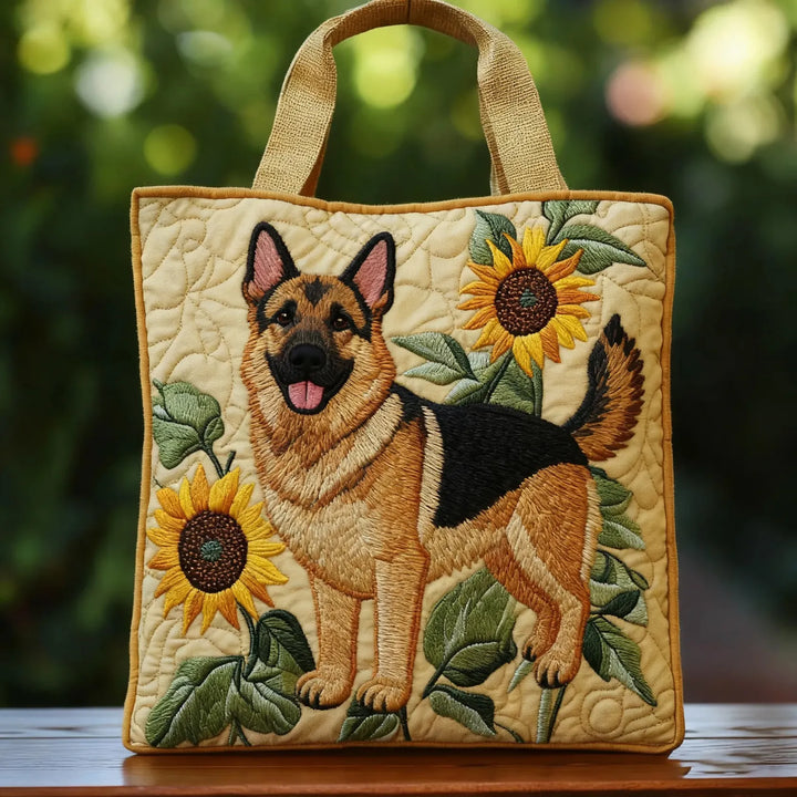 Floral Quilted Shoulder Bag with Floral German Shepherd design