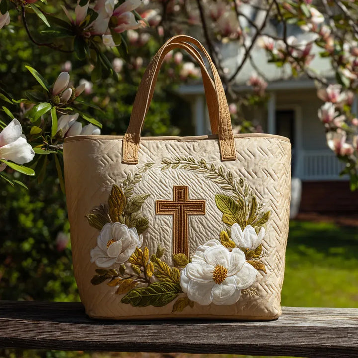 Quilted Everyday Shoulder Bag with Sacred Cross design