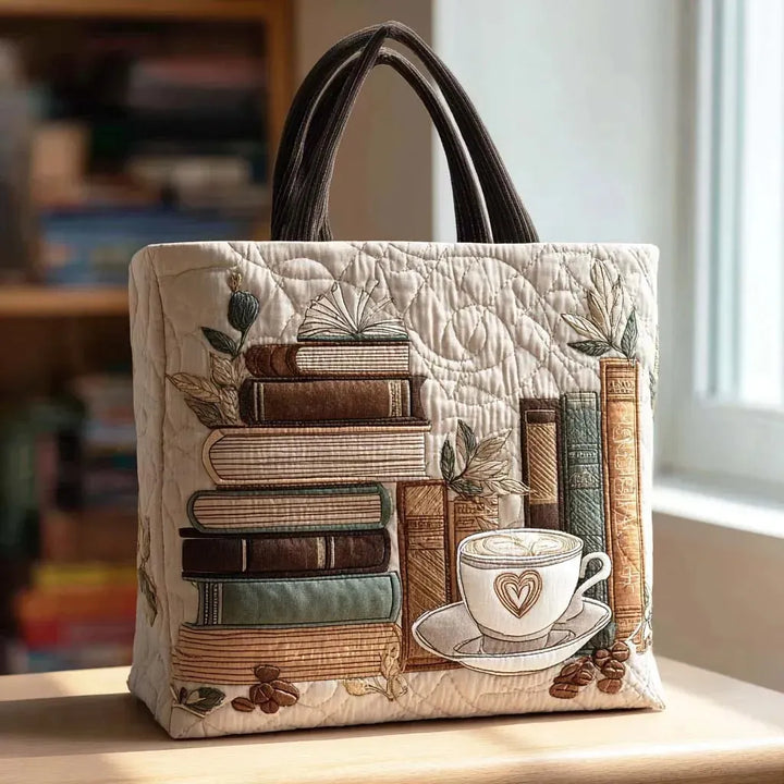 Quilted Everyday Shoulder Bag with Coffee Pattern design