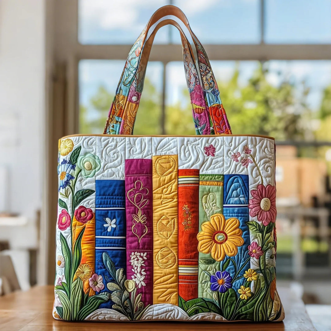 Floral Quilted Shoulder Bag with Floral Library design