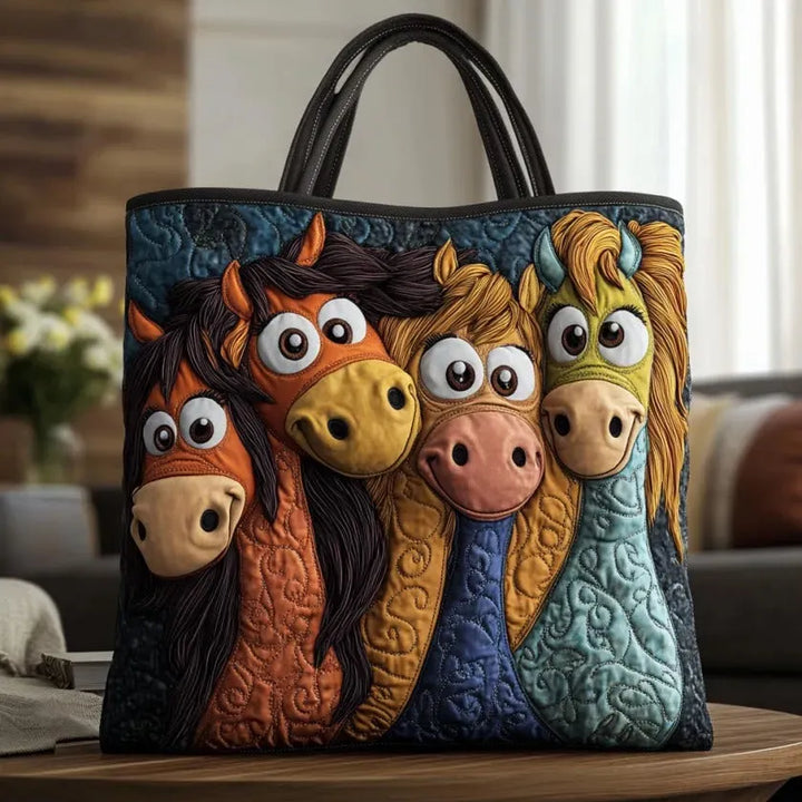 Quilted Everyday Shoulder Bag with Magical Ponies design