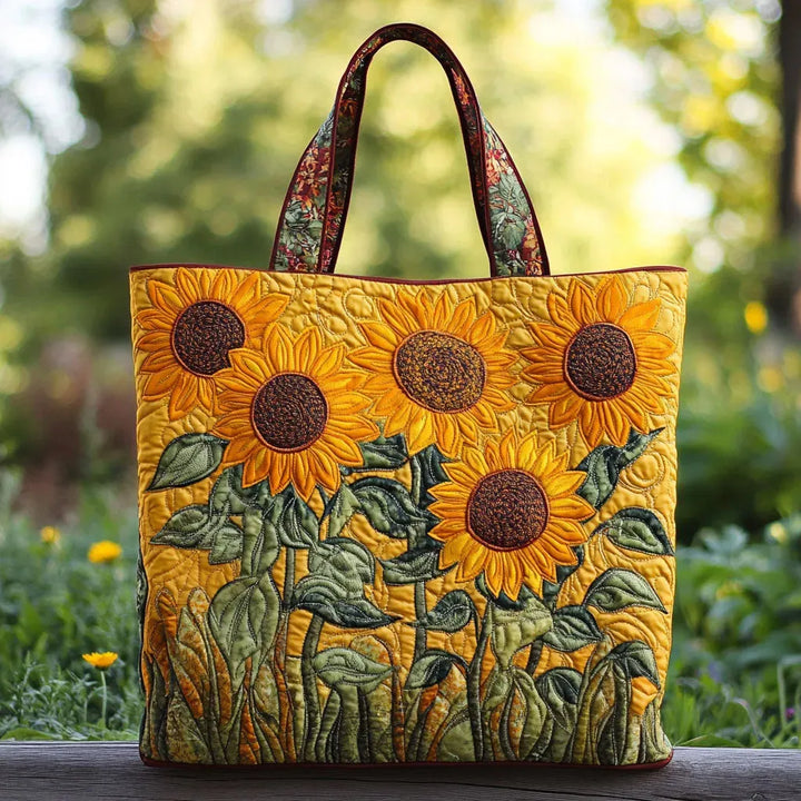 Floral Quilted Shoulder Bag with Sunflower design