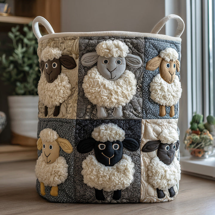 Quilted laundry basket with little sheep NCU0DV809