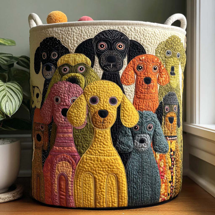 Quilted laundry basket with hedgehog puppy NCU0PTT1463