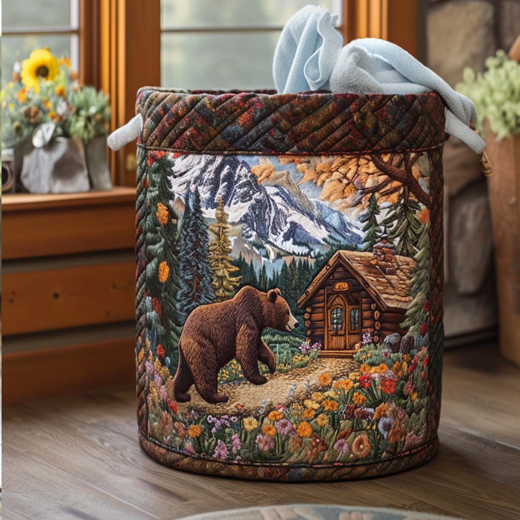 Quilted laundry basket with bear NCU0NNT1207