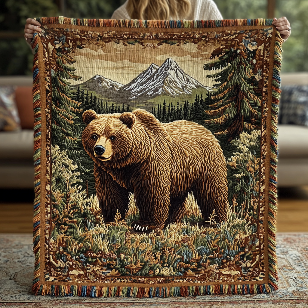 Woven Blanket with Bear Charm NCU0DV3910