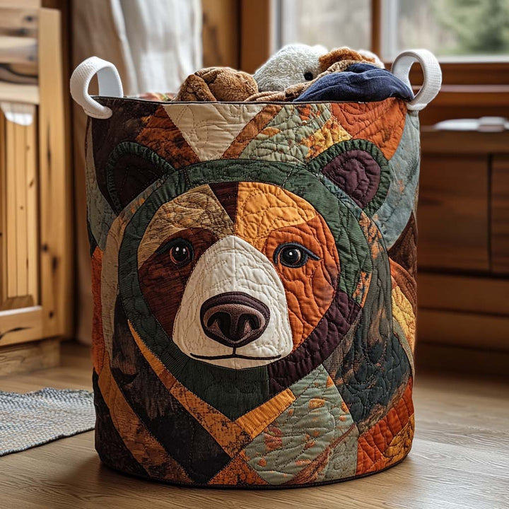Padded laundry basket with bear paw prints NCU0NNT1211