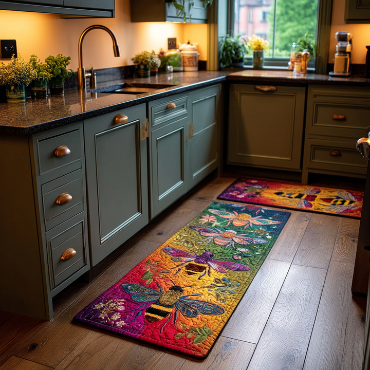 Non-slip kitchen rug with bees and flowers NCU0DK11088