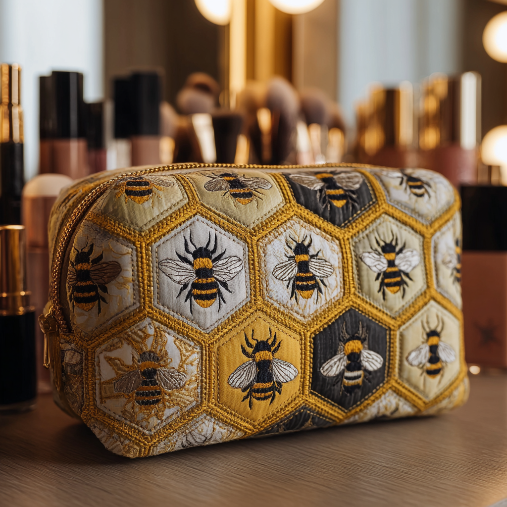 Quilted beauty case with garden bees NCU0DK10417