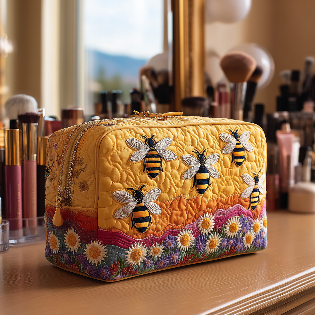 Quilted beauty case with bees and flowers NCU0DK10420