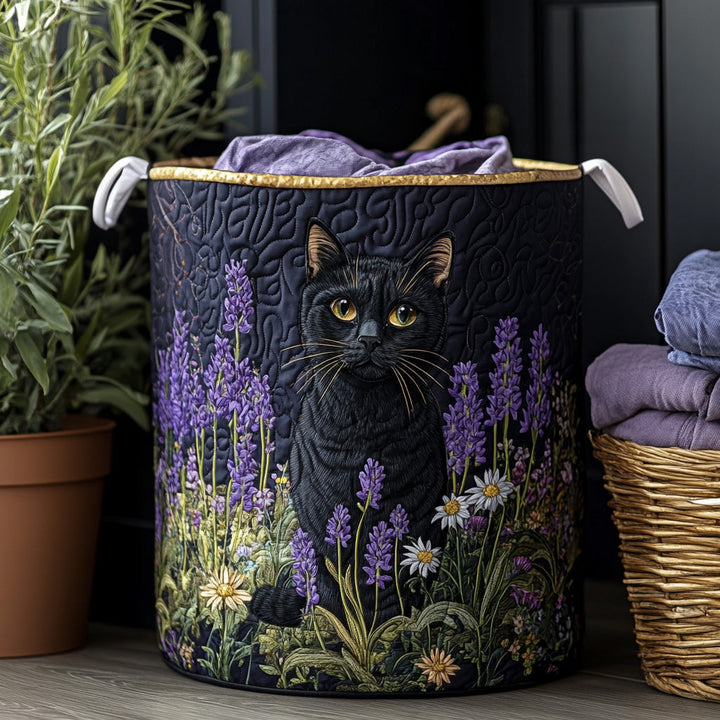 Quilted laundry basket with black cat NCU0DV850