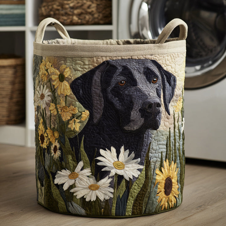 Padded laundry basket with Labrador and flowers NCU0HNH441