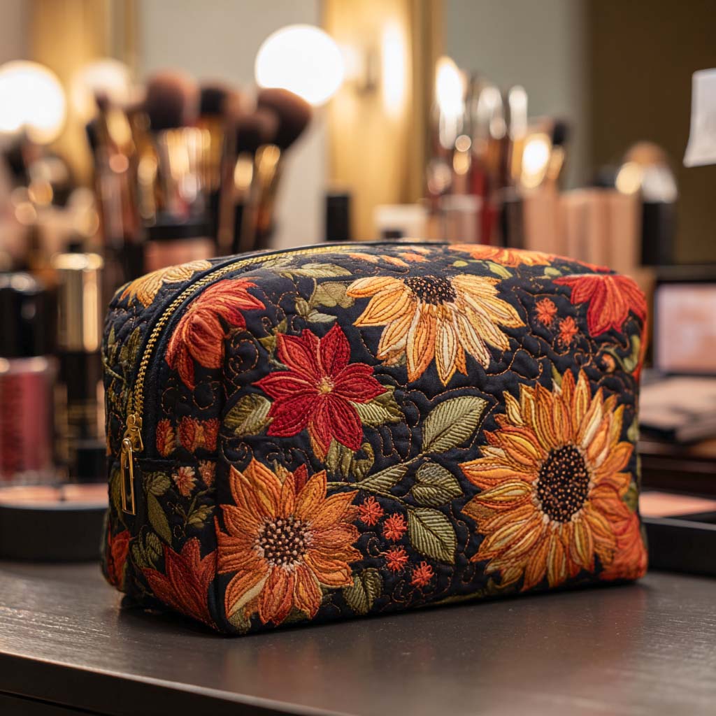 Quilted beauty case with elegant flower NCU0NT10226