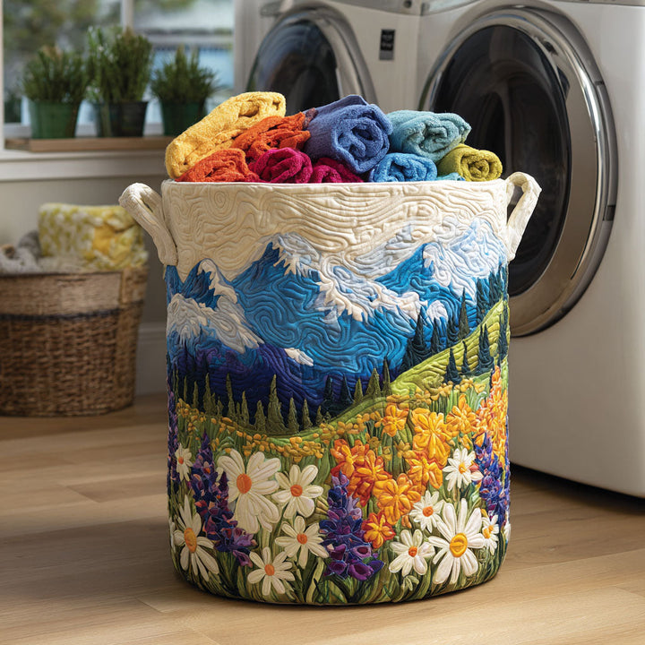 Quilted laundry basket with floral pattern NCU0NTV012