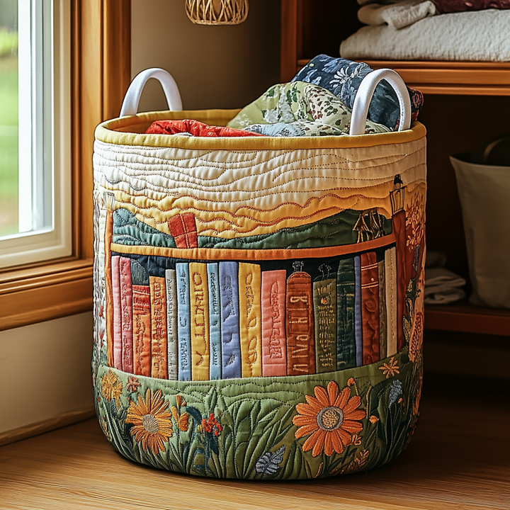 Quilted laundry basket with floral pattern NCU0DDK833