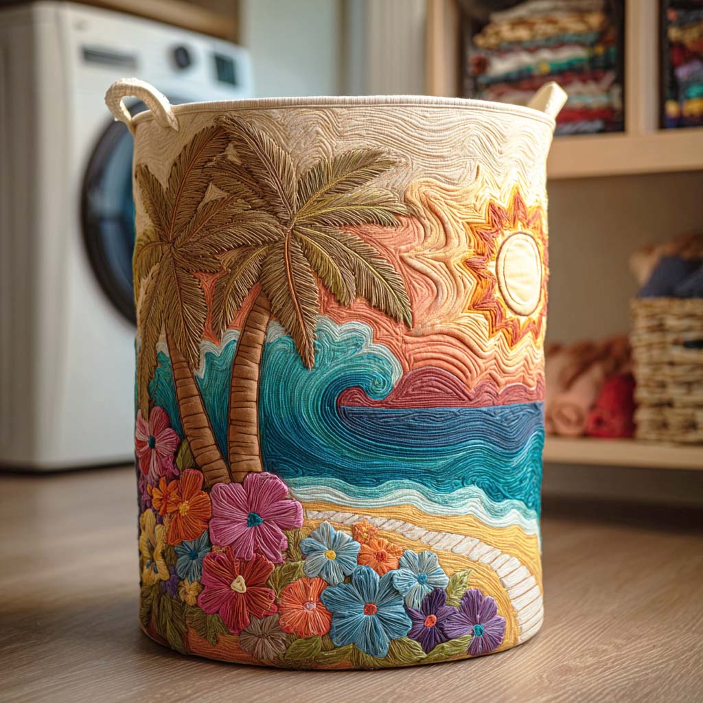 Quilted laundry basket with marine pattern NCU0QN043