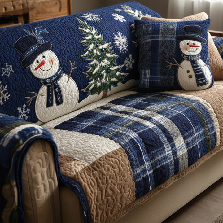 Quilted festive blue sofa cover NCU0PT10338
