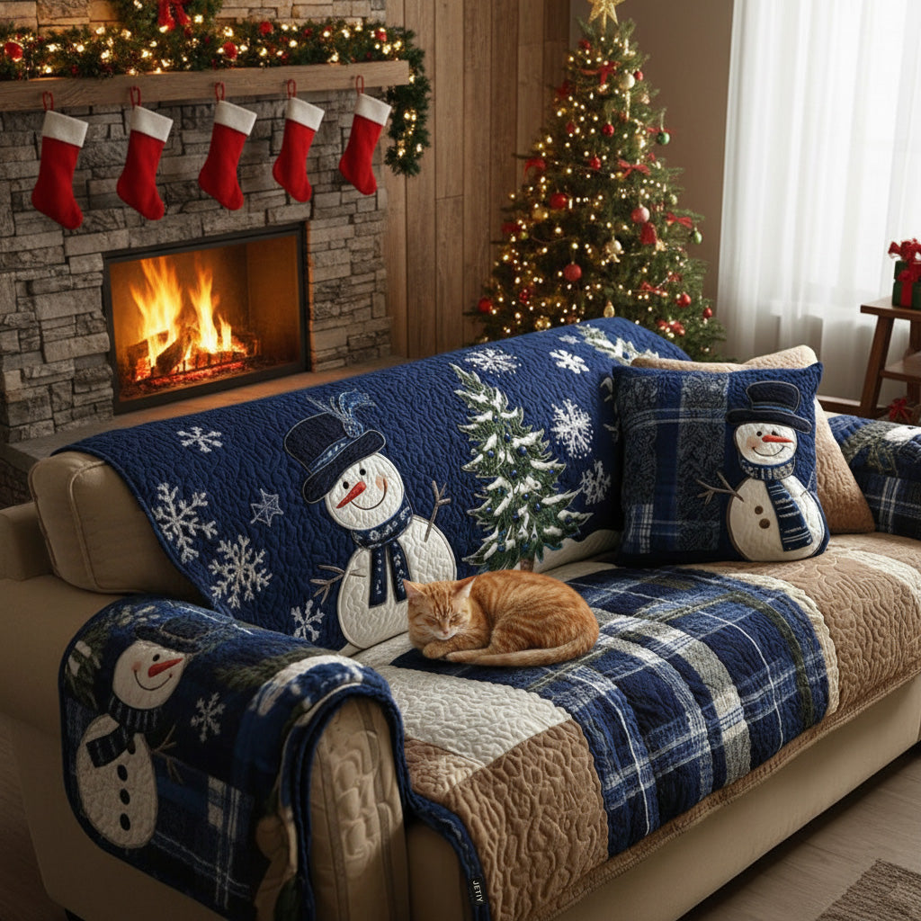 Quilted festive blue sofa cover NCU0PT10338