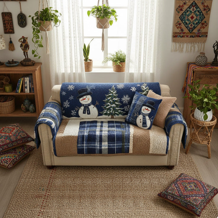 Quilted festive blue sofa cover NCU0PT10338