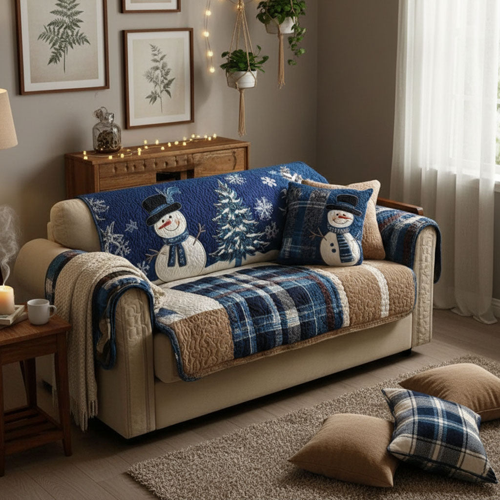 Quilted festive blue sofa cover NCU0PT10338