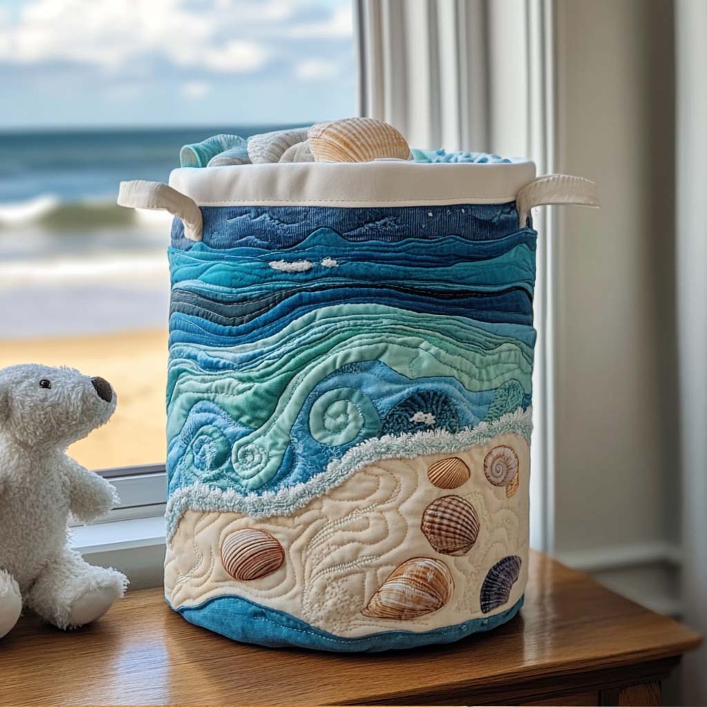 Quilted laundry basket with marine pattern NCU0NNT1266
