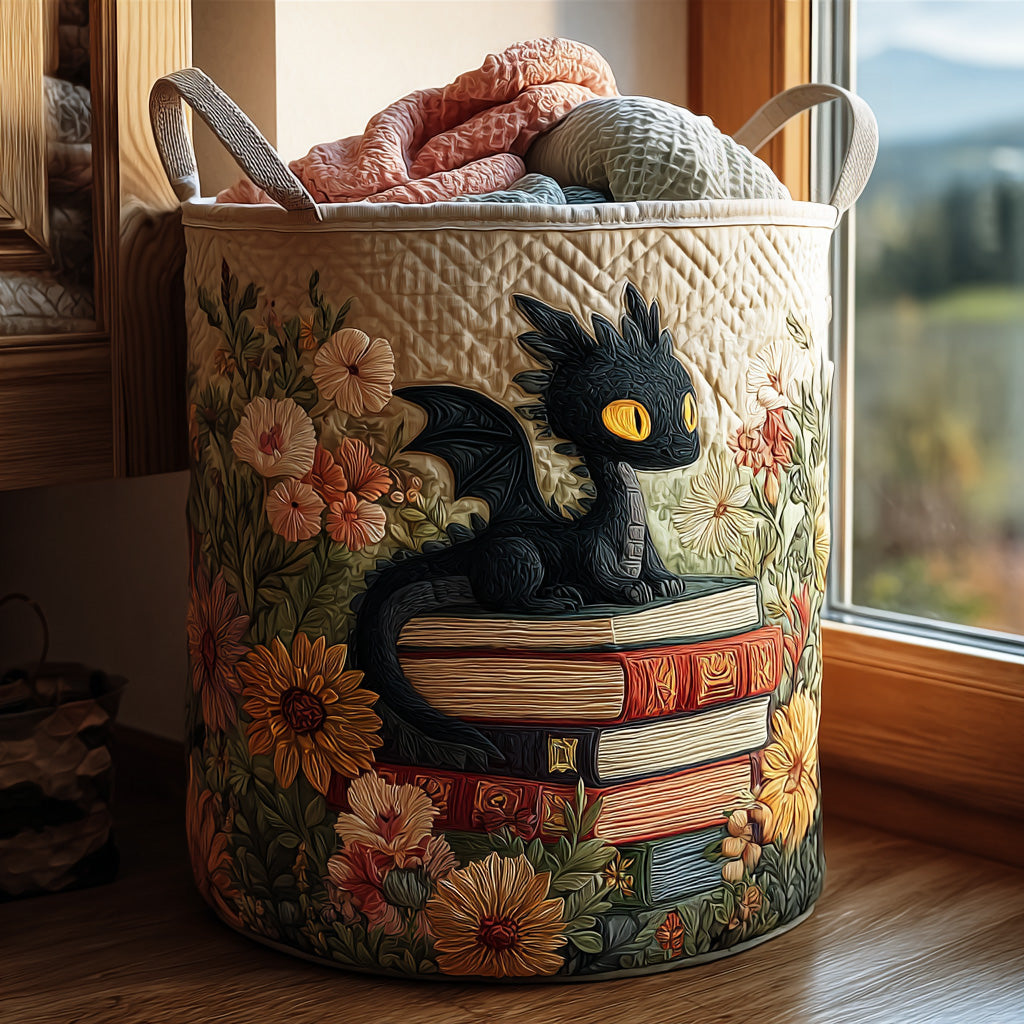 Quilted laundry basket with literary pattern NCU0PVL626