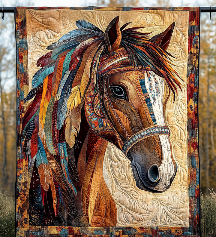 Artistic Tapestry of Brave Native Horse NCU0DV849